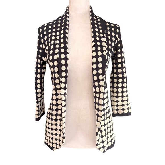 Carmen Marc Valvo Black and Cream Polka Dot Blazer - Picture 3 of 10